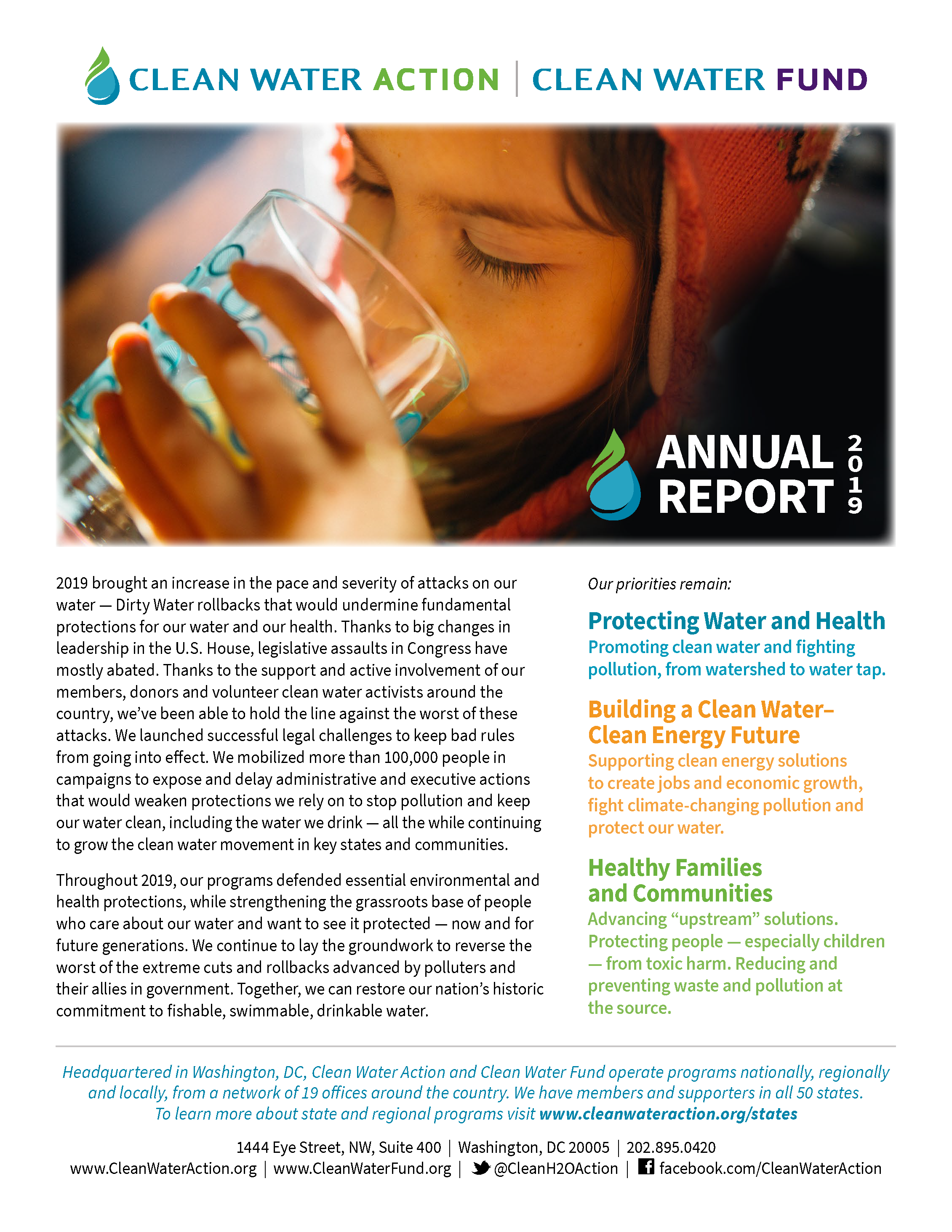 2019 Annual Report -- Clean Water Action and Clean Water Fund Page 1