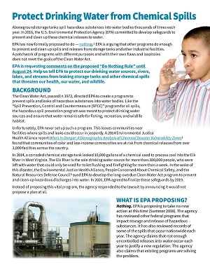 Protect water from hazardous chemical spills fact sheet