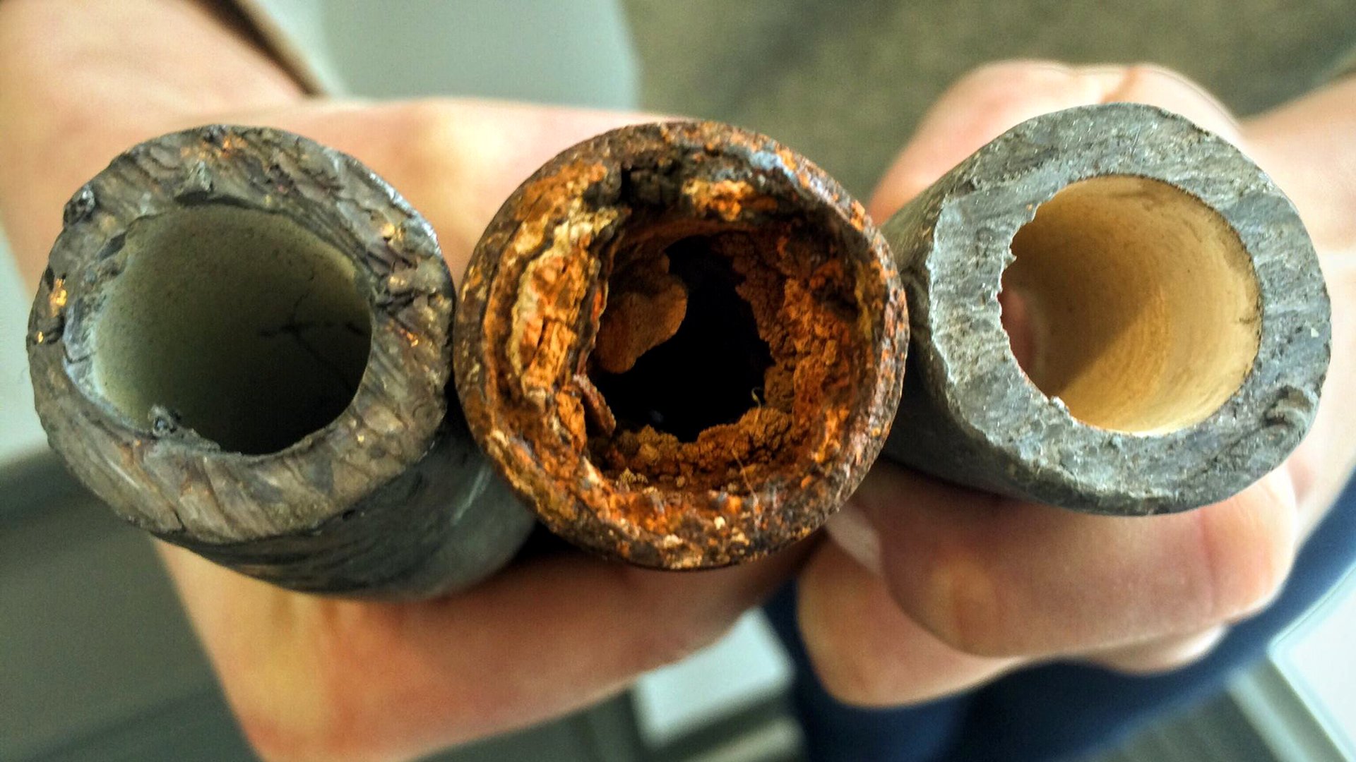 Corroded lead pipes