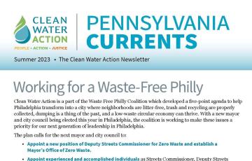 Image of Pennsylvania Currents Clean Water Action newsletter cover Summer 2023