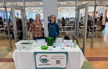 Image of Clean Water Action and Recirclable tabling at an event in Newton, MA for ReThink Disposable