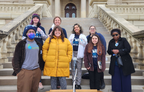 Michigan staff on World Water Day gathering on the Michigan Capitol Steps